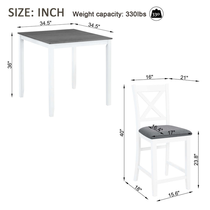 5 Piece Counter Height Dining Table Set With 4 Chairs Home Essentials