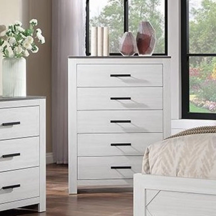 1 Piece Chest 2 Tone Sleek Bar Bedroom Furniture - White Home Essentials