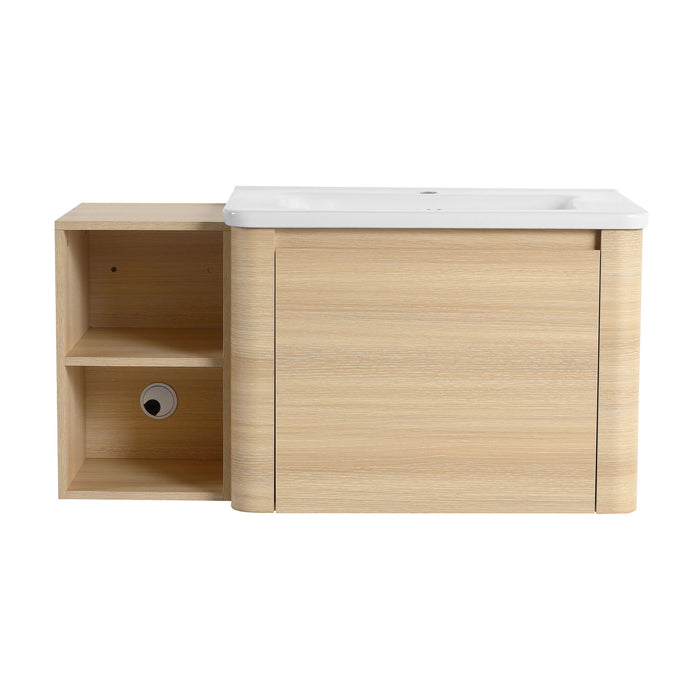 Wall Mounted Bathroom Vanity & Sink, Storage Shelves & Soft Close Door Home Essentials