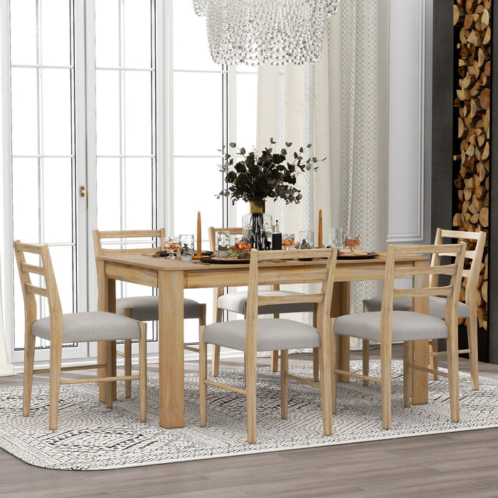 7 Piece Dining Set With Extendable Table, 2 Drawers & 6 Upholstered Chairs Hearth and Haven