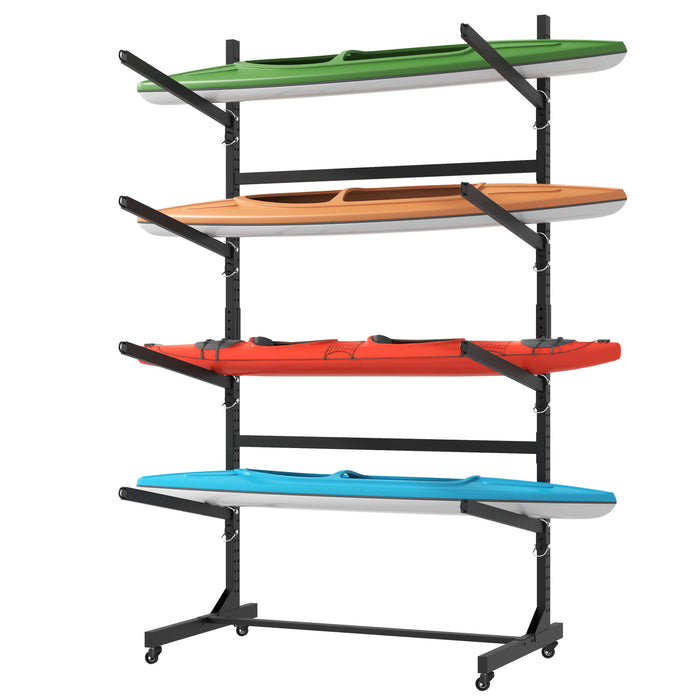 Freestanding Kayak Storage Rack With Lockable Wheels For Kayak, Canoe, Sup & Surfboard Daily Nest