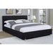 Modern Platform Bed With Upholstered Grid-Patterned Headboard Home Essentials