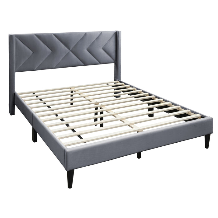 Elegant Bed With Upholstered Headboard, Platform Base Home Essentials