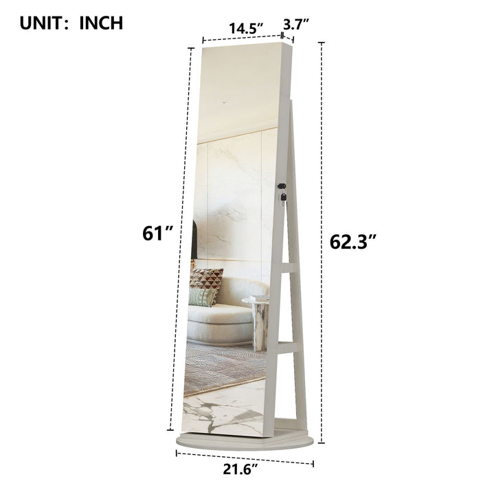 Swivel Jewelry Cabinet With Full Length Mirror Daily Nest