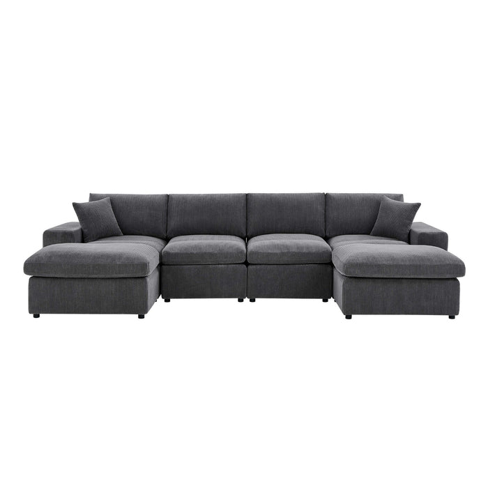 Upholstered Symmetrical Modular Sectional With 6 Seating Home Essentials