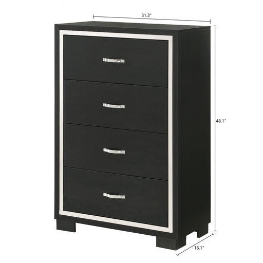 4 Drawer Bedroom Chest With Handles Furniture - Black Home Essentials