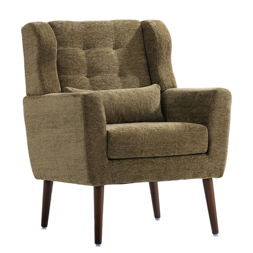 Modern Accent Chair, Arm Chairs For Living Room, Upholstered Mordern Armchair, Comfy Soft Padded Lounge Chair In Small Space, Bedroom, With Pillow, Solid Wood Leg Home Essentials