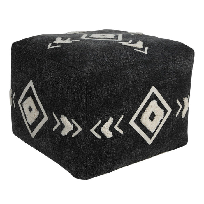 Cotton Ottoman Square - Black