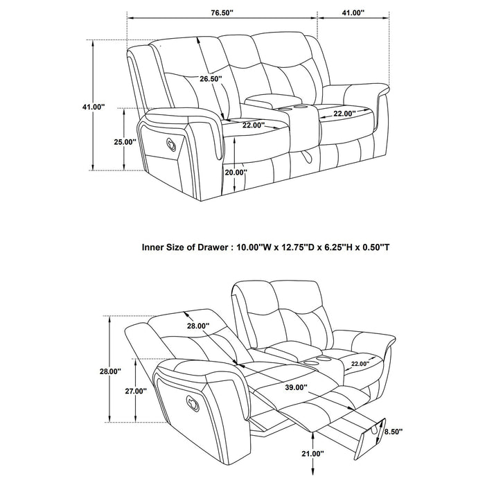 Carmen - Cool Motion Loveseat With Storage, With Reclining Function And Built In Storage - Gray Furniture Max