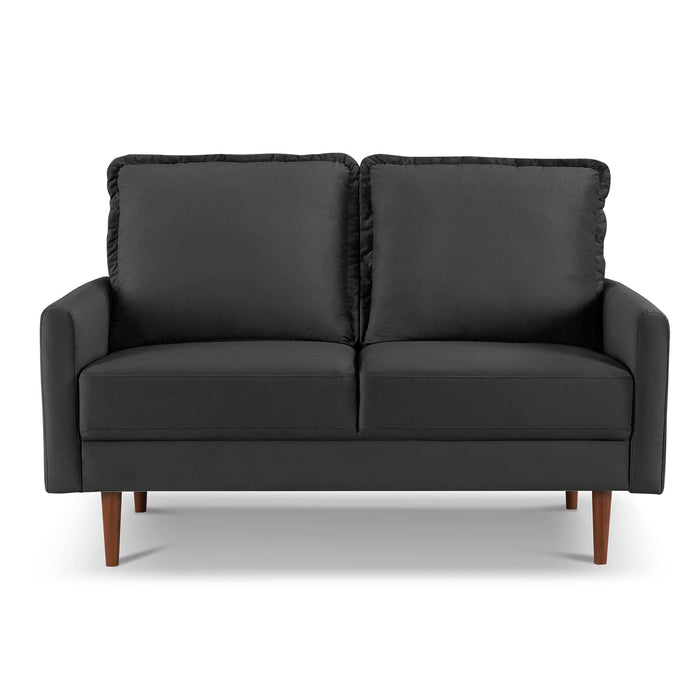 Velvet Loveseat - Black / Dark Brown