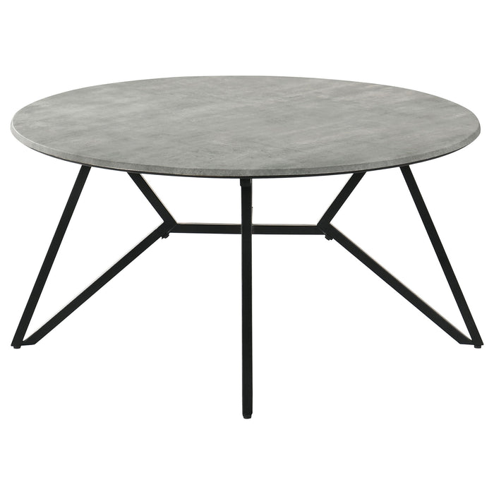 Travis - Round Top Coffee Table With Hairpin Legs - Gray / Black Furniture Max