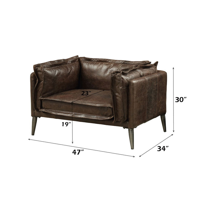 Porchester - Chair - Distress Chocolate Top Grain Leather ACME