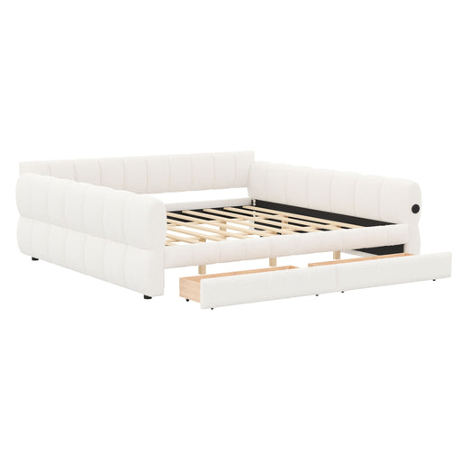 Upholstered Platform Bed With USB Charging And 2 Storage Drawers Dreamland