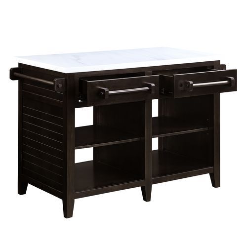 Darwid - Kitchen Island - Marble Top Top & Espresso ACME