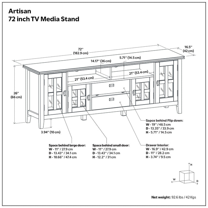 Artisan - TV Media Stand - Russet Brown Simpli-Home