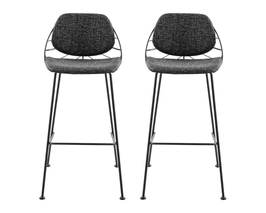 Steel Low Back Bar Height Bar Chairs (Set of 2) - Black