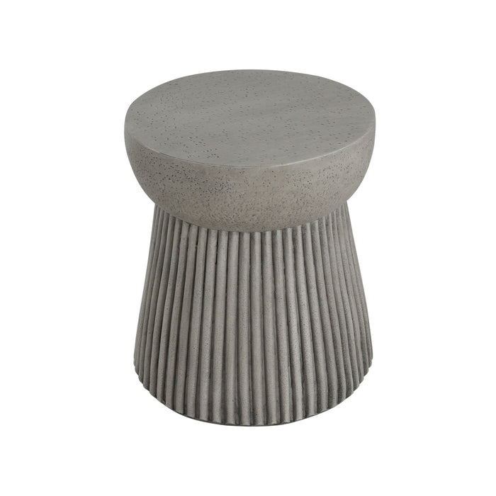 Modern Outdoor Lightweight Concrete Side Table With Hourglass Design - Light Gray Noble House