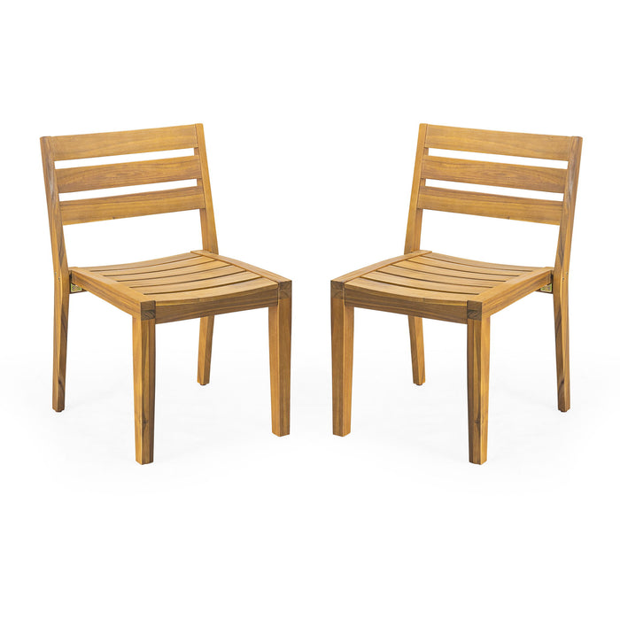 Outdoor Dining Side Chair (Set of 2) - Teak Finish