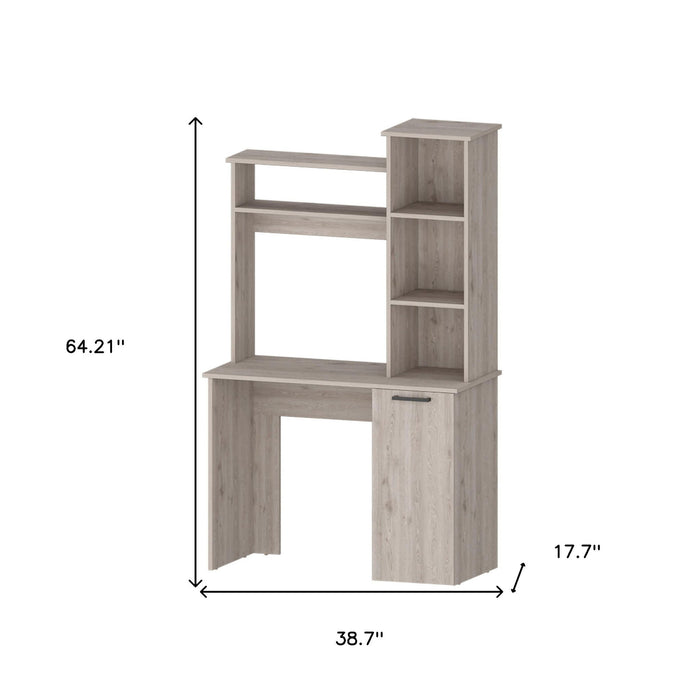 39" Computer Desk With Hutch - Gray