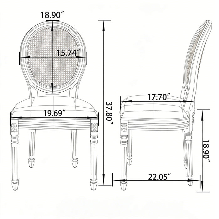 French Country Dining Chairs & Round Back (Set of 2) Home Essentials