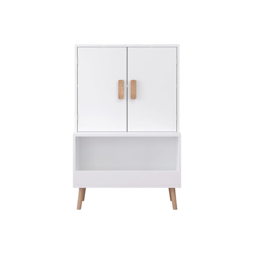 Toy Storage Cabinet With Doors And Open Shelf, Toddler Bookshelf For Playroom - White Home Essentials