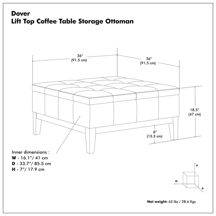 Dover - Multifunctional Lift Top Coffee Table Storage Ottoman Simpli-Home