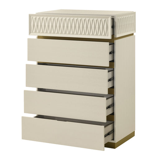 Stanley - 5 Drawer Chest With Crocodile Texture - Gray Matrix Furniture Group