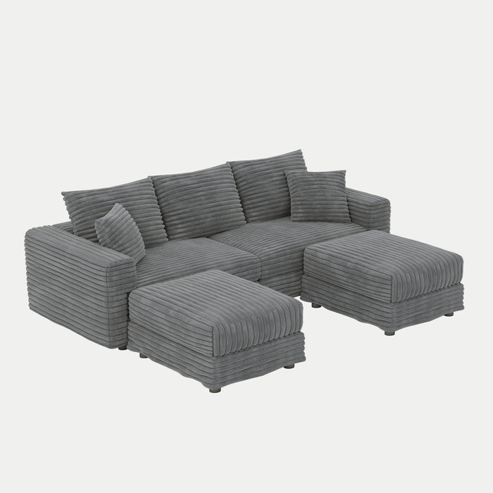 Deep Seat Convertible Sofa With Soft Pillows And Ottomans Home Essentials