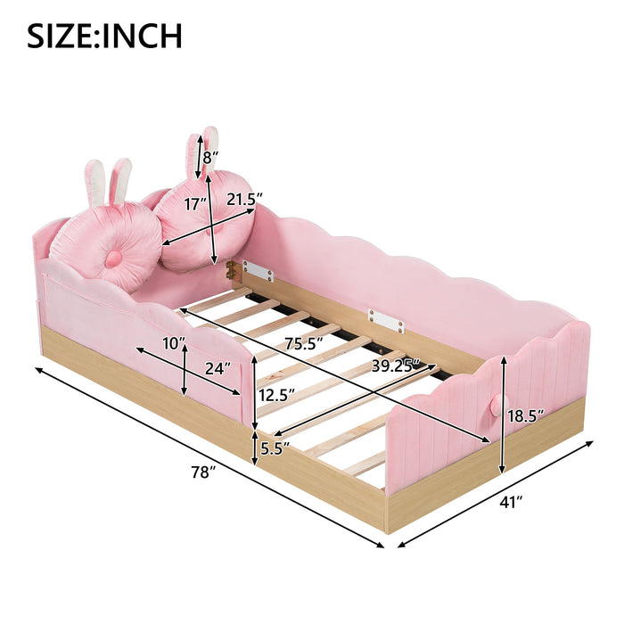 Platform Bed With Animal Pillows And Storage Bags Dreamland