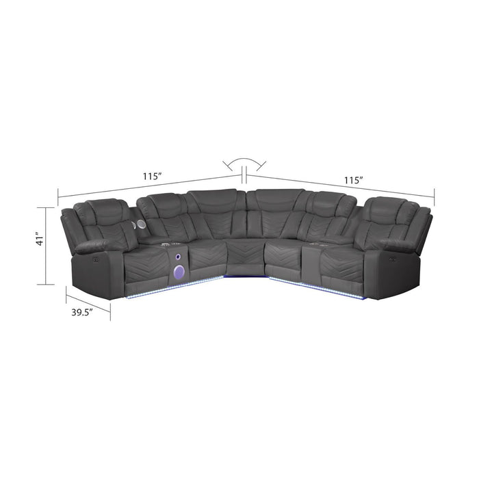 Challenger - Recliner Sectional Sofa, Built In USB, C Ports & Bluetooth Matrix Furniture Group