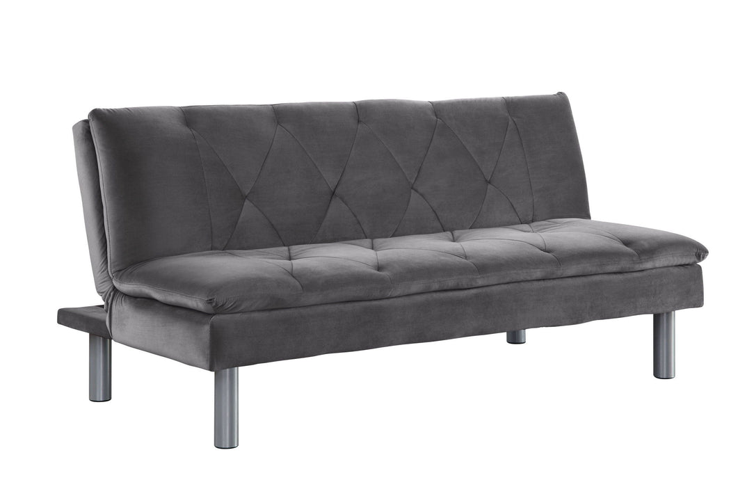 Velvet Sleeper Sleeper Sofa With Silver Legs - Gray