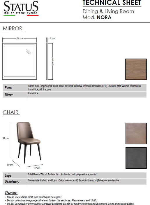Nora - Leather Chair - Dark Brown Status Italy