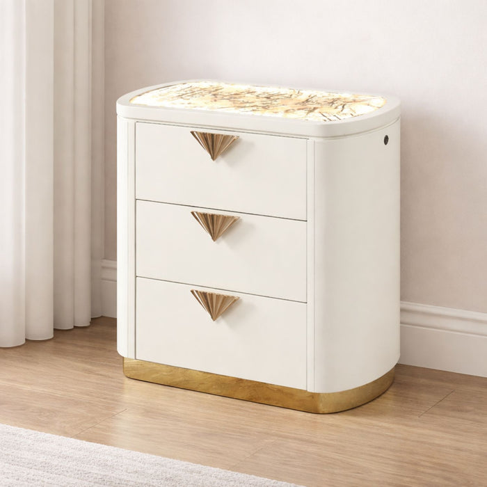 La Pierre - 3 Drawer Nightstand - Beige Matrix Furniture Group