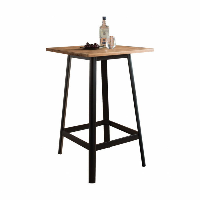 Square High Top Bar Table - Natural / Black