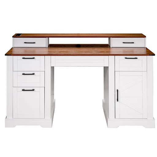 Office Desk With Charging Station & Storage Cabinet Home Essentials