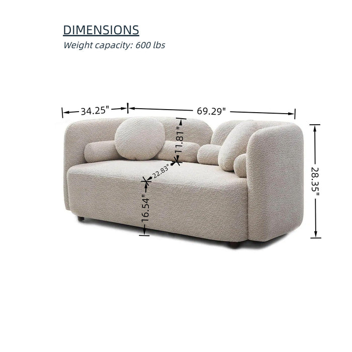 2 Seater Sofa Couch For Living Room - Light Beige Home Essentials