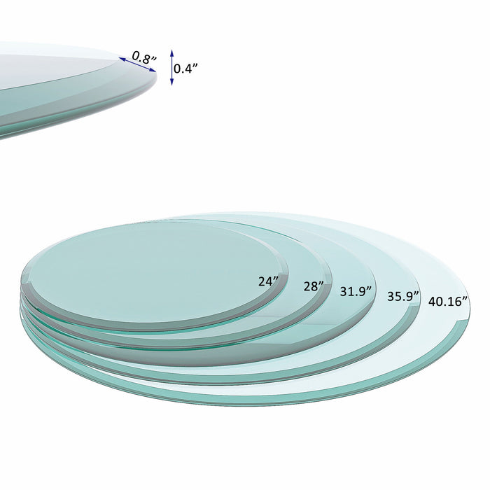 Round Tempered Glass Table Top Glass Thick Beveled Polished Edge