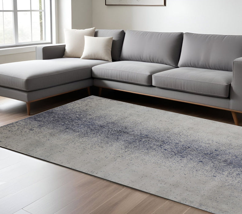 8' x 10' Abstract Power Loom Area Rug - Ivory And Blue