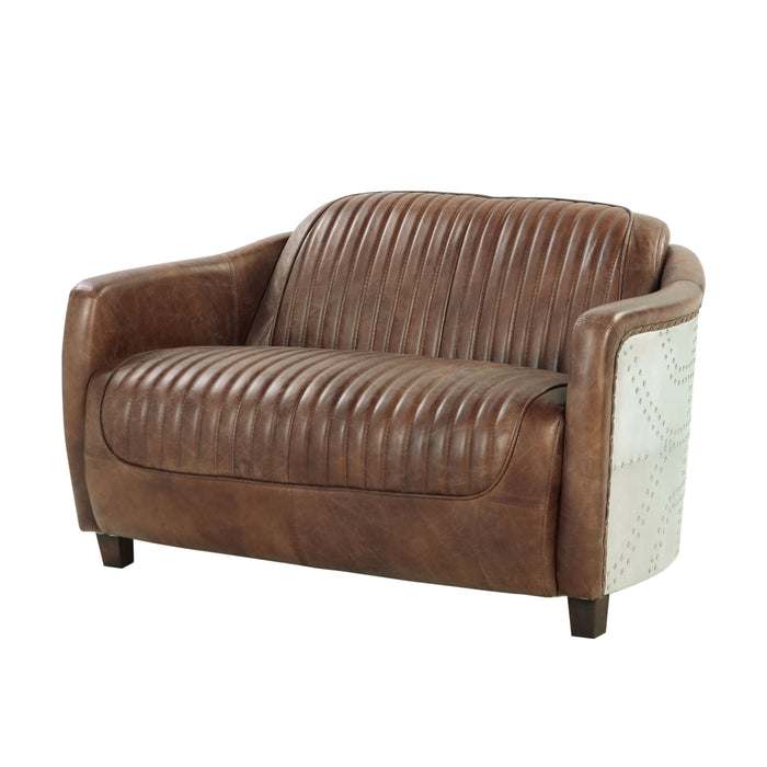 Brancaster - Grain Leather Loveseat - Brown