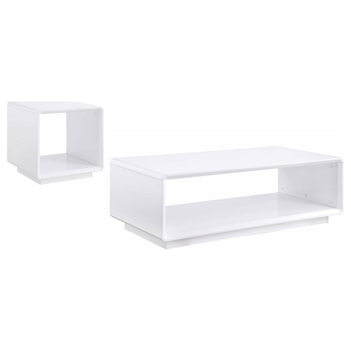 Fletcher - 2 Piece Coffee And End Table Set - Gloss White Furniture Max