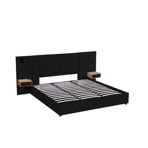 Upholstered Hydraulic Platform Bed With Storage Shelves, Reading Lamps, USB Port Home Essentials