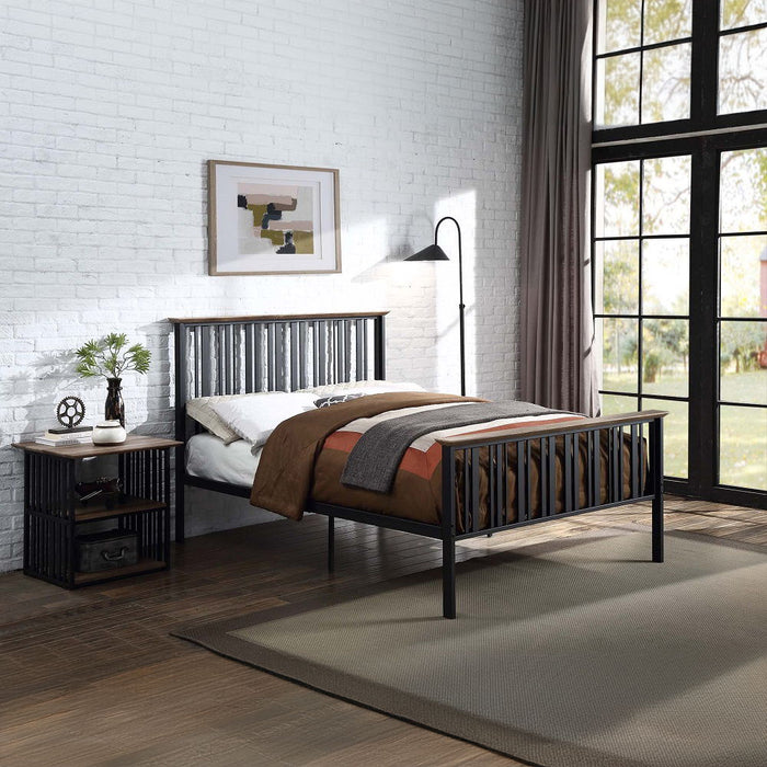 Zudora - Full Bed - Antique Oak & Black ACME