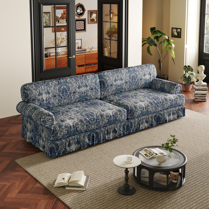 Luxuriously Comfortable Cloud Couch Sofa With Elegant Rolled Arms & Pleated Skirt Design Home Essentials