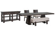Tauren - 5 Piece Extendable Double Pedestal Dining Table Set Magnussen Furniture