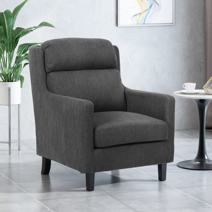Contemporary Club Chair With Upholstered Fabric And Rubberwood Legs