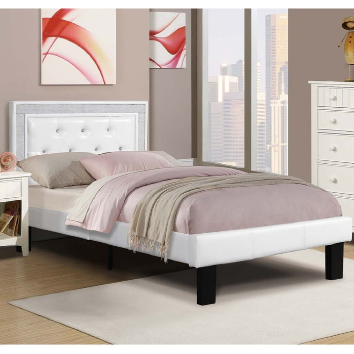 Glamours Style Bed With Diamond Tufted Padded Headboard Home Essentials