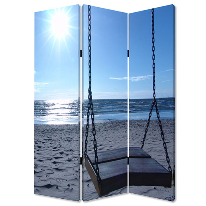 Wood Canvas Seaside Serenity Screen - Multi Color