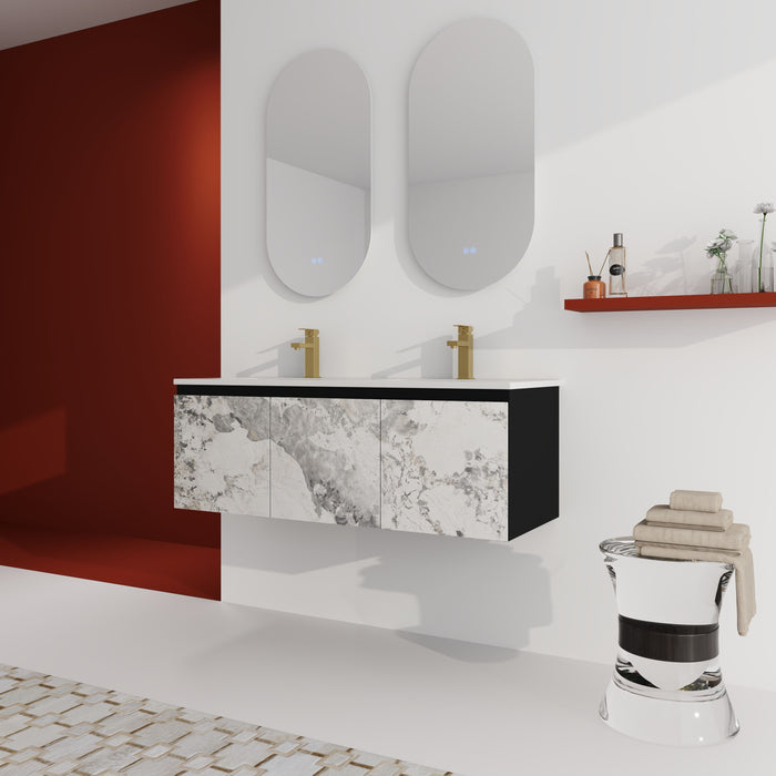 48'' Floating Wall - Mounted Bathroom Vanity & Soft - Close Cabinet Door, KD - Package - Black / Gray