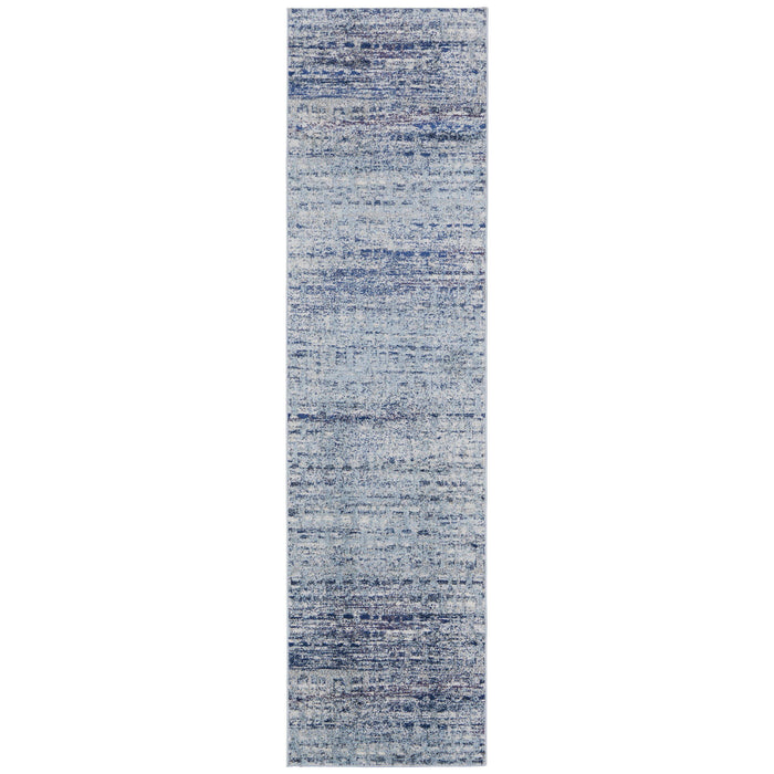 Power Loom Abstract Runner Rug - Blue And Ivory - 8'