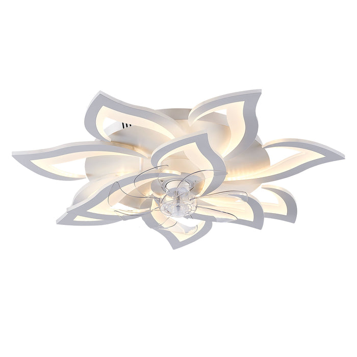 32" Flower Ceiling Fan With LED Dimmable Light, Low Profile Flush Mount Fan With Remote Control, 6 Speeds Daily Nest